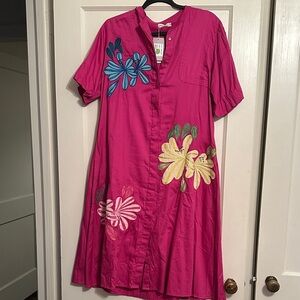 NWT Anouk Grewal Floral Embroidered Pink Dress sz M